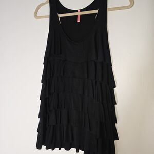 Eight Sixty Black Layered Ruffled Womans Tank Top Racerback Size Small